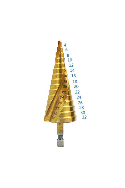 Choice Spiral 4-32 HSS Titanium-Coated Spiral Groove Step Drill Bit Or Straig...