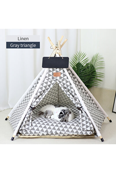 Choice30 خيمة مثلثة رمادية اللون على شكل حرف L بخمس زوايا، مناسبة للقطط والكل...