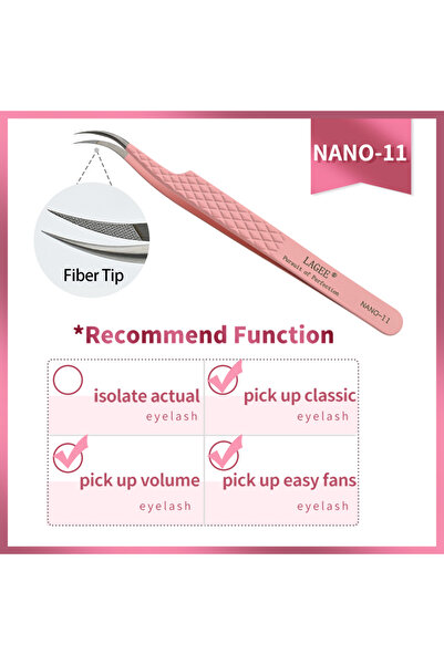 Choice3 ملقط تمديد الرموش نانو-11 لاجي بطرف ليفي، ملقط دقيق لعزل كثافة الرموش...