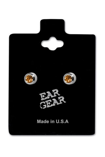 EAR GEAR أقراط من الفولاذ الجراحي المقاوم للصدأ 316L مرصعة بحجر التوباز بقطر ...