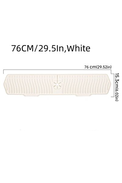 Choice5 حصيرة تجفيف أطباق سيليكون بيضاء كبيرة جدًا 76 سم - مانع للانزلاق، قاب...