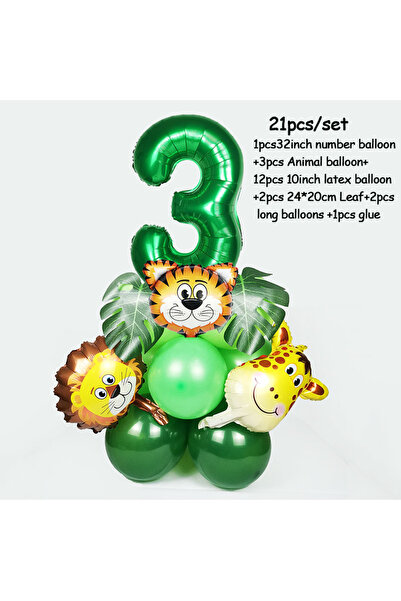 Choice21 مجموعة من 21 قطعة، رقم 3، زينة لحفلات أعياد الميلاد بطابع سفاري الغا...