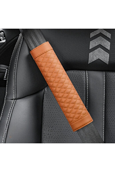 Choice1 borwn Car Seat Belt Shoulder Cover Leather Embroidery Wear-resistant ...