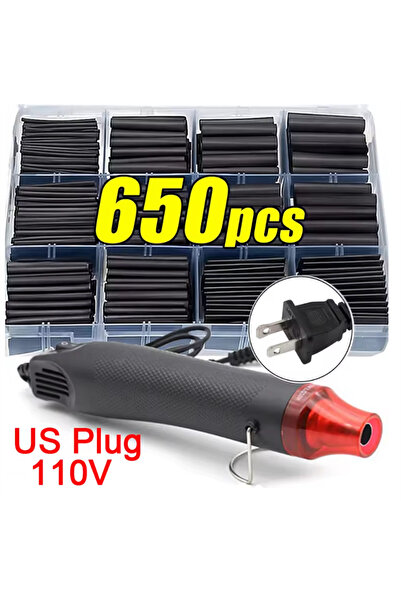 Choice5 مجموعة أنابيب انكماش حراري سوداء متنوعة الأحجام (650 قطعة) مع مسدس أم...