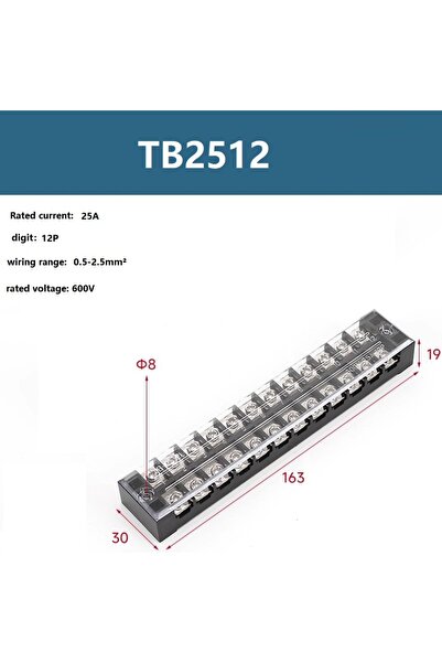 Choice6 موصل سلكي أسود مزدوج الصفوف ذو طرف لولبي حاجز TB2512، 25 أمبير، 600 ف...