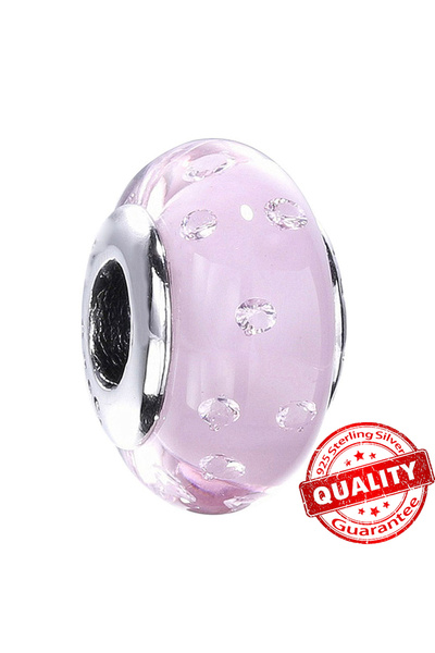 Choice10 LLZ016-PK Murano Glass Series 925 Sterling Silver Curved Feathers & ...
