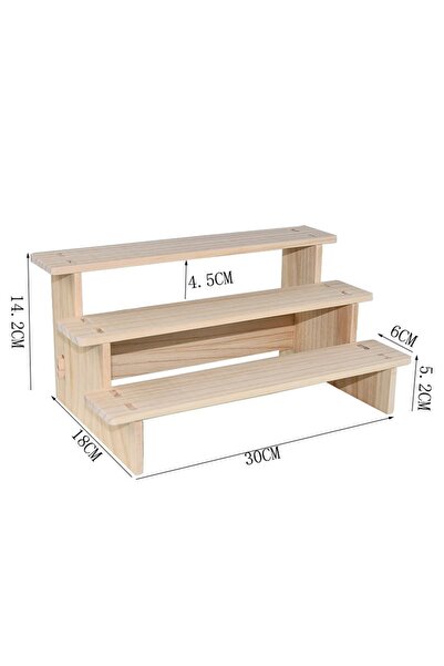 Choice5 3 layer 30cm Wooden Riser Display Shelf Organizer Rectangle Wood Disp...