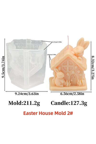 Choice1 قالب منزل ثلاثي الأبعاد على شكل منزل أرنب لطيف، قالب شموع سيليكون، قا...