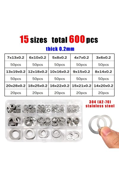 Choice8 ٦٠٠ قطعة، ٠٫٢ مم، علبة واحدة، ٠٫١ مم، ٠٫٢ مم، ٠٫٣ مم، حلقات مسطحة رقي...