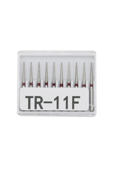 Choice23 مجموعة رؤوس حفر ماسية للأسنان TR-11F، 10 قطع/مجموعة، قطر FG، مقبض عا...