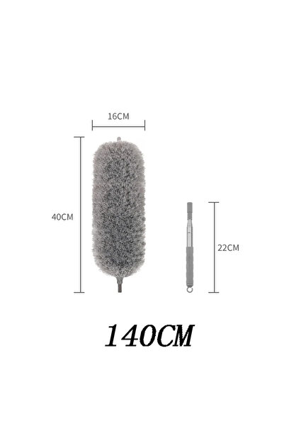 Choice3 فرشاة تنظيف الغبار الرمادية - 140 سم، مصنوعة من الألياف الدقيقة، قابل...