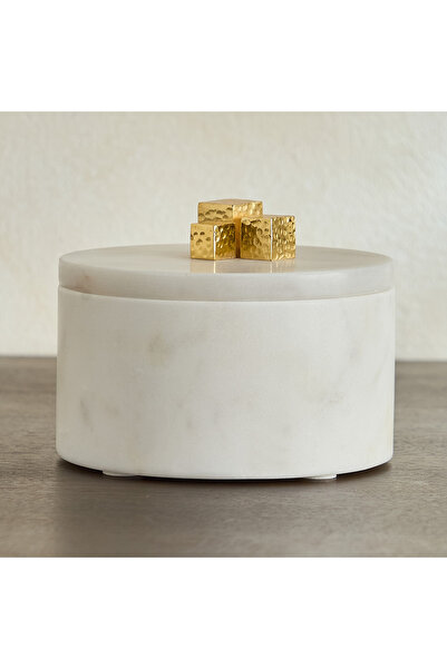 Generic Blake Madlin Decorative Natural Marble Trinket Box with Metal Knob - ...