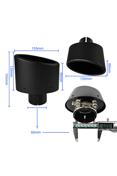 choice2 Bright Black-60mm 1Pcs Universal Car Matte Carbon Fiber Muffler Tip E...