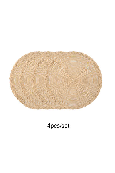 Choice Round 38CM light tan Hot Selling Round Placemats Set of 4, Cotton Wove...