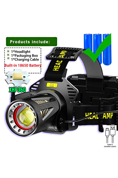 Choice3 مصباح أمامي فائق السطوع XHP360-18650 ذو 36 نواة، عالي الطاقة، مصباح أ...