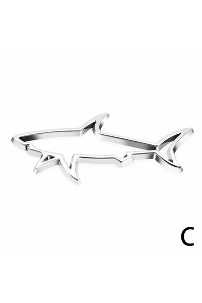 Choice1 ملصق معدني ثلاثي الأبعاد فضي اللون لتزيين السيارات، على شكل سمكة قرش ...