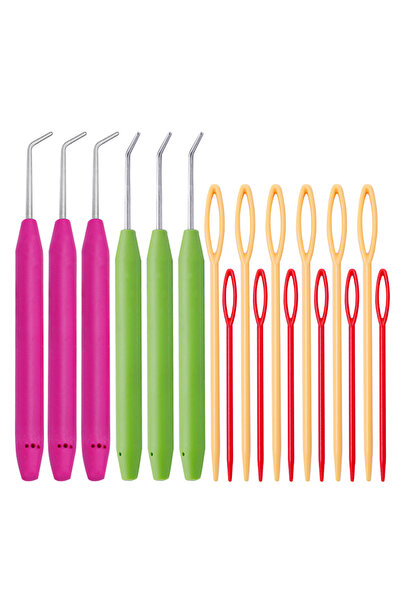 Choice1 مجموعة خطافات نول حياكة من النوع الأول، 6 قطع، مع إبر حياكة بلاستيكية.