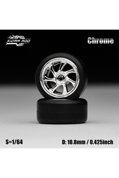 Choice4 MMW58 1/64 Model Car Electroplated Silver Wheels with Fixed Tires Com...