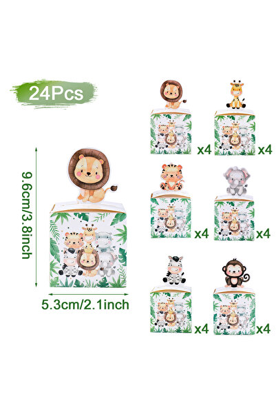 Choice30 علبة حلوى، 24 قطعة، مفرش طاولة بنقشة حيوانات الغابة، ديكور حفلات أعي...
