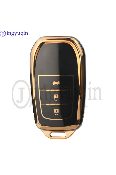 Choice7 غطاء مفتاح سيارة أسود بثلاثة أزرار من مادة TPU من جينغيوكين، مناسب لس...