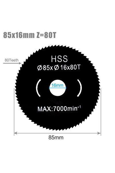 Choice1 85x16x80T XCAN 1pc 85mm HSS Saw Blade 44T/60T/72T/80T Mini Circular S...