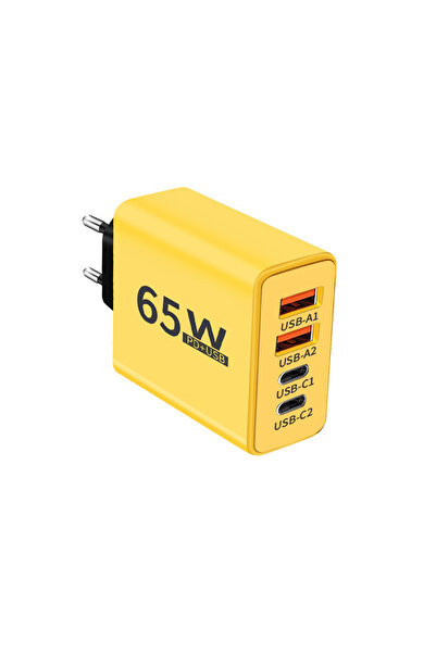 choice2 Yellow EU 65W Fast Charge Multi-Port Charger Universal High-Speed Cha...