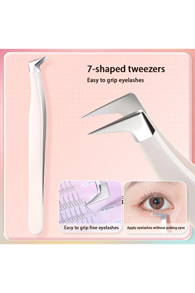 Choice5 7-shaped Multifunctional Tweezers Stainless Steel Eyelash Tweezers Gr...