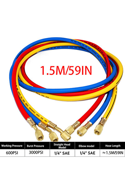 Choice12 طقم خرطوم شحن تيار متردد R134a-1.5M 0.9M-1.8M، وصلات خرطوم منخفضة ال...