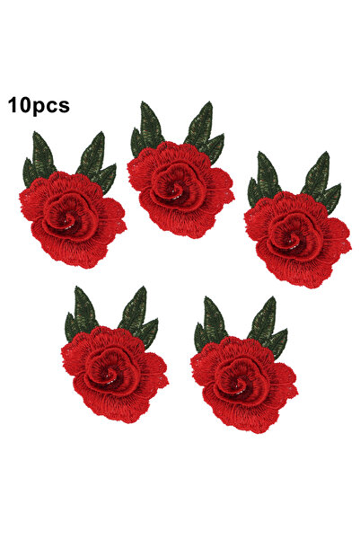 choice2 10 قطع أو 5/10/20 قطعة من رقعة الوردة الحمراء المطرزة، تُخاط على المل...