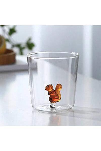 Choice14 كوب زجاجي على شكل سنجاب، سعة 300 مل تقريبًا، بتصميم ثلاثي الأبعاد عل...