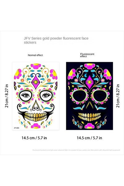 choice2 1PC E Sticker 1/4/8pcs Fluorescent Waterproof Face Tattoo Temporary F...