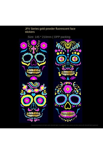 Choice6 4PCS A Stickers 1/4/8pcs Fluorescent Waterproof Face Tattoo Temporary...