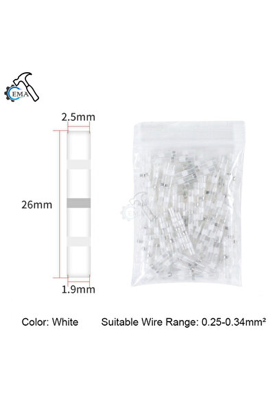 Choice5 100PCS WHITE 100/200PCS Heat Shrink Connectors Sleeve Tube Terminals ...
