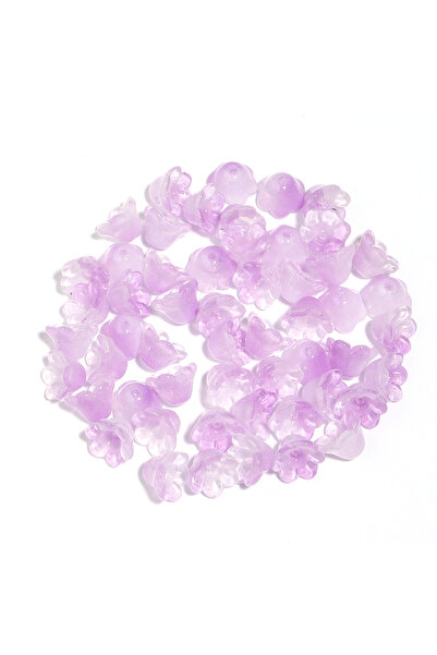 choice2 50 خرزة زجاجية ملونة على شكل زهرة زنبق الوادي، لون بنفسجي، مقاس 12 × ...