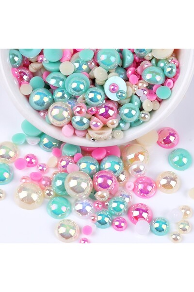 Choice7 3-10mm 10g Mix 10 Mix Color AB Half Round ABS Beads Pearl Flatback Be...