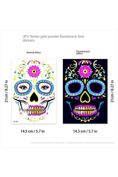 Choice3 1PC D Sticker 1/4/8pcs Fluorescent Waterproof Face Tattoo Temporary F...