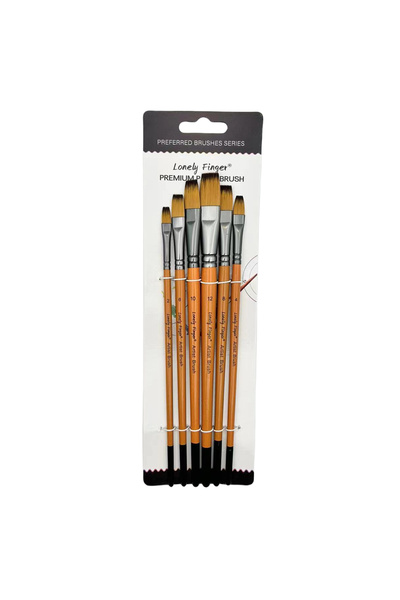 Choice1 مجموعة فرش رسم فنية مسطحة برتقالية اللون مكونة من 6 قطع، فرش احترافية...