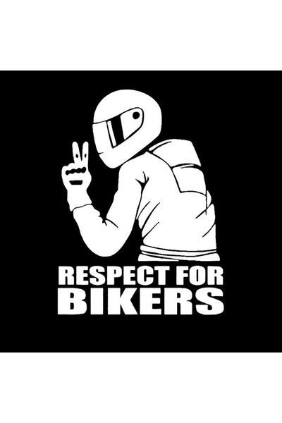 Choice4 ملصق واحد أبيض مقاس 15×11 سم، ملصق "احترم راكبي الدراجات النارية" ثلا...