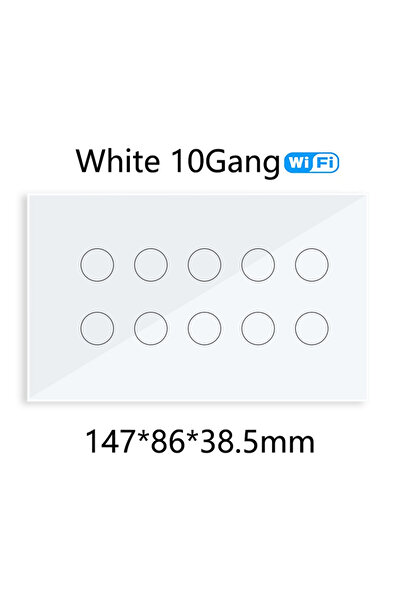 Choice7 Other 10Gang-White WIFI Smart Touch Light Wall Switch Interruptor Gla...