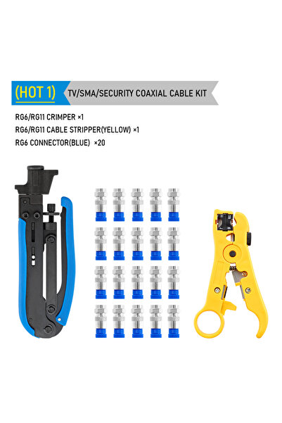Choice4 مجموعة أدوات تجعيد الأسلاك RG6 RG59 RG7 RG11، كماشة تجعيد الكابلات ال...