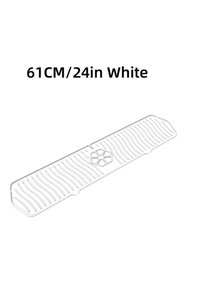 Choice7 حصيرة تجفيف أطباق سيليكون بيضاء كبيرة جدًا 61 سم - مانع للانزلاق، قاب...