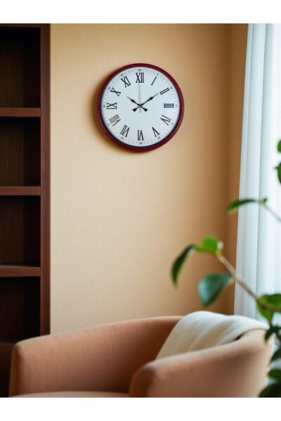 Lunaev ساعة حائط بأرقام رومانية حمراء مقاس 36 سم
