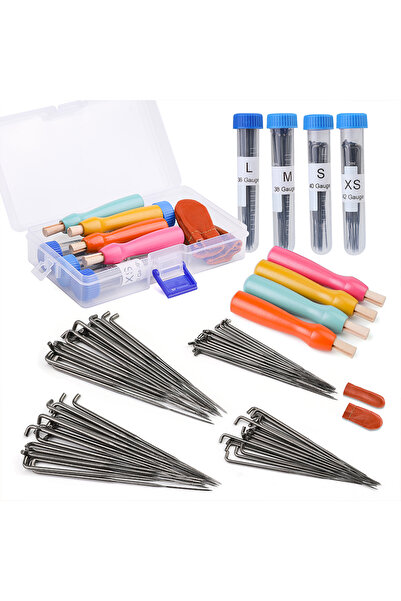 Choice4 مجموعة إبر تلبيد صوف من إمزاي، النوع 4، مقاسات 3/4، بمقابض خشبية، مع ...