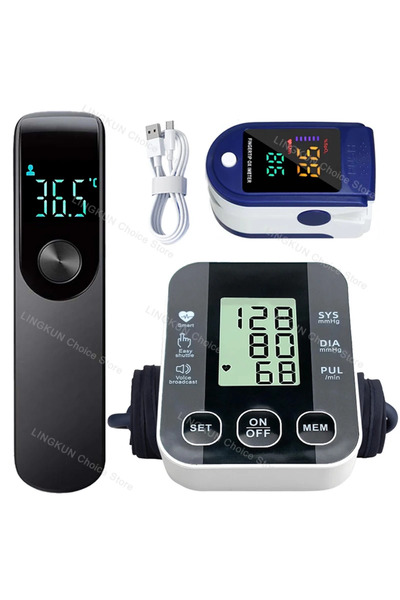 Choice4 مجموعة طبية مكونة من 5 قطع: جهاز قياس ضغط الدم للذراع، مقياس توتر الع...