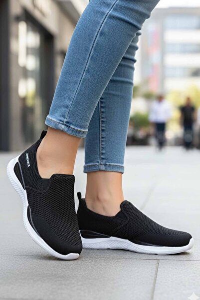 lumberjack Kadın Gri/Siyah Slip-On Rahat Yürüyüş Ayakkabısı - Hafif Tabanlı G...