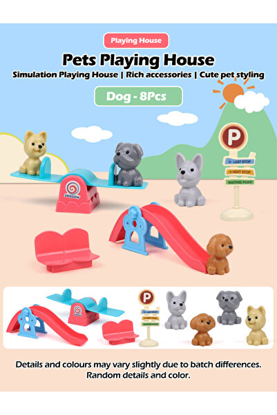 Choice5 8pcs dog Slide Cute Dog Pet Basket Family Toys Dog Doll Set Dog Cage ...