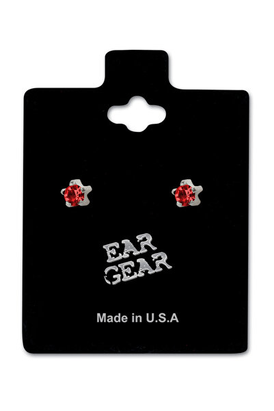 EAR GEAR Surgical Stainless Steel 316L 2mm Ruby Mini Earrings USA