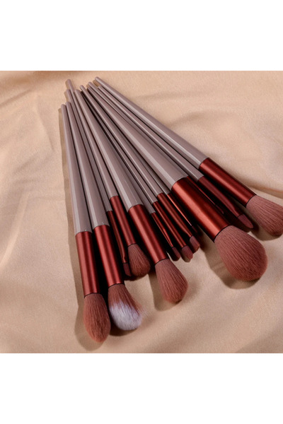 Choice7 C505- بني بدون حقيبة، طقم فرش مكياج مكون من 13 قطعة: فرشاة كونسيلر، ف...