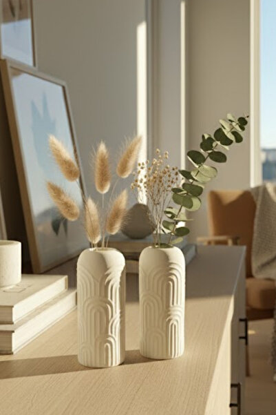 Merely Sare Arya 2'li Vazo Seti - 15 cm Zarif Modern Tasarım Obje