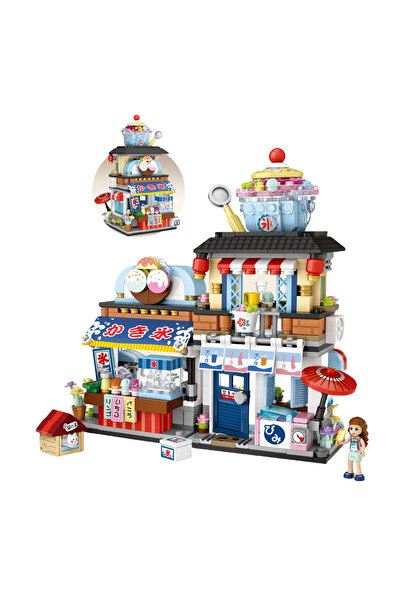 Choice1 بدون صندوق L-1231 LOZ ياباني صغير أسود قابل للطي، منظر شارع الطعام، ت...